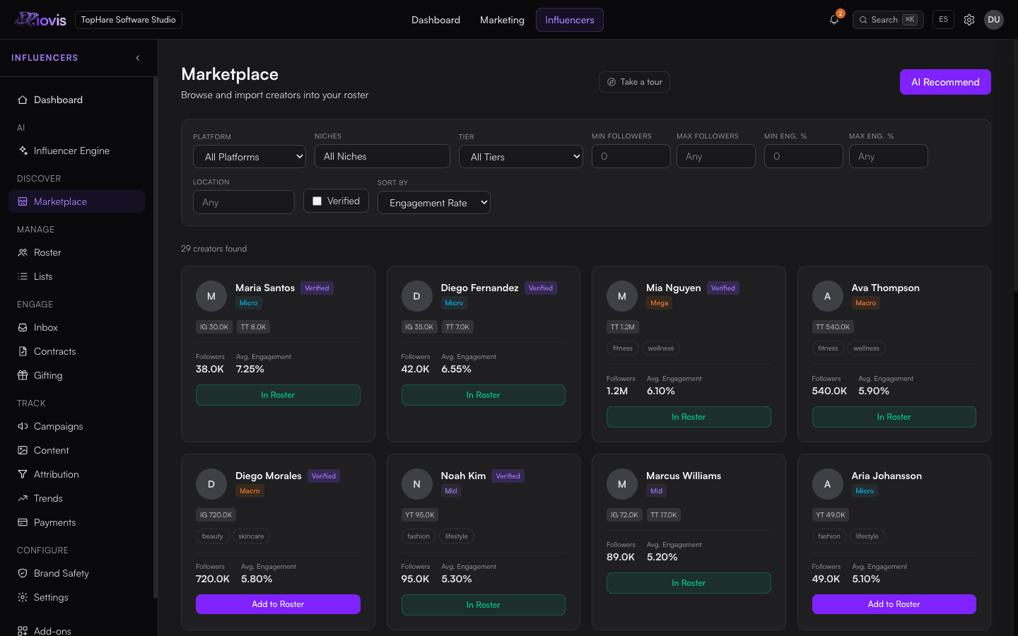 Influencers - Influencer Marketplace